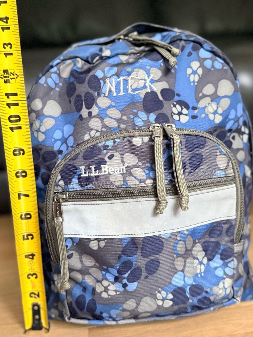 L.L.Bean Kids Backpack Blue Paw Print - Picture 5 of 8